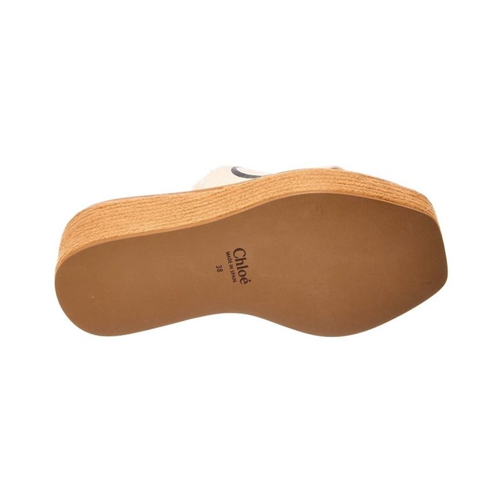 Chloé Woody Canvas Wedge Sandal, White - Picture 4 of 5